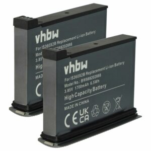 2x Bateria vhbw para Insta360 One X2 (1700mAh, 3.85V, Li-Ion)