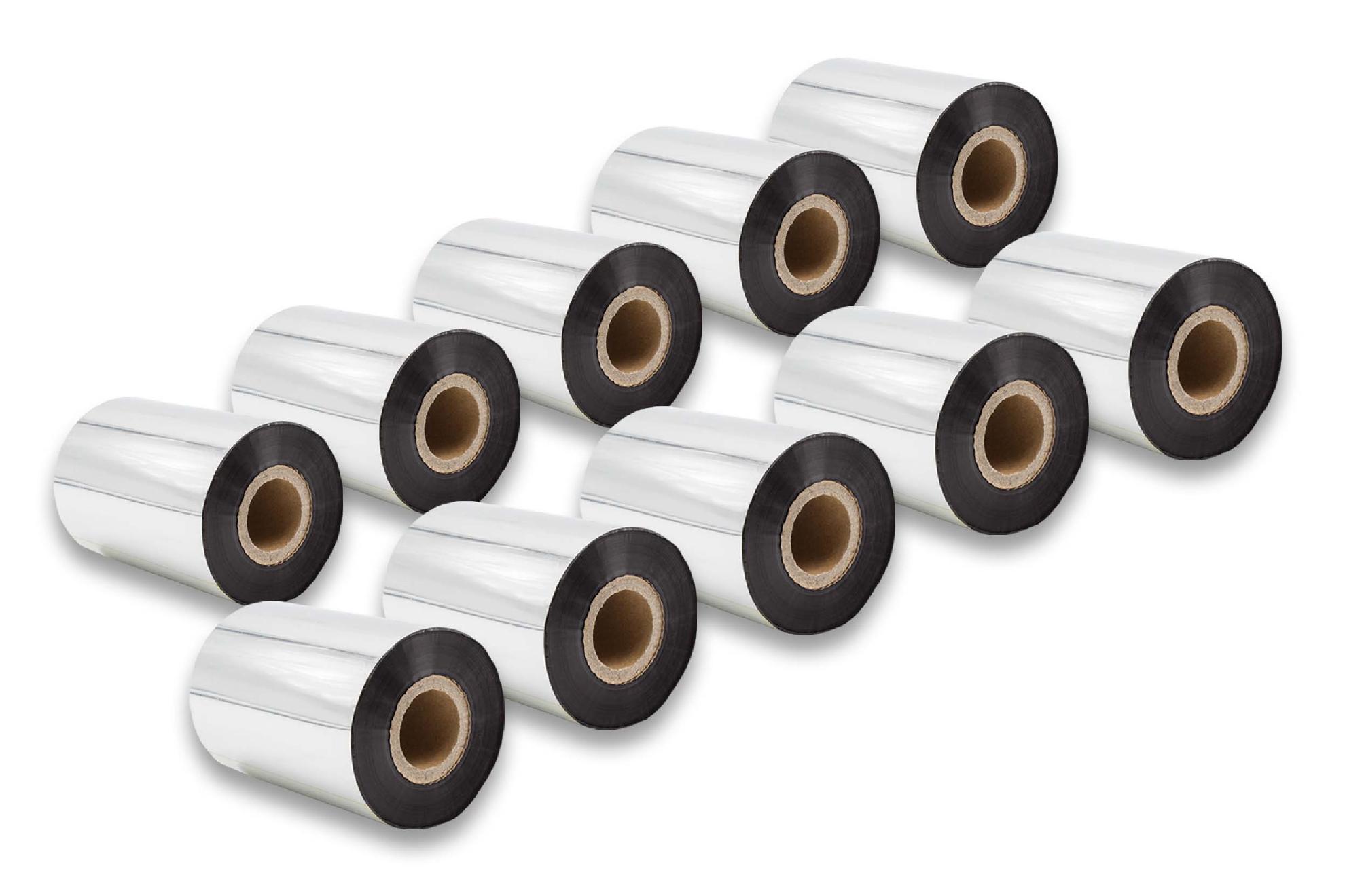 10x Fita de Transferência Térmica vhbw para Godex, Printronix, TSC - 90 mm x 300 m, Wax-Plus