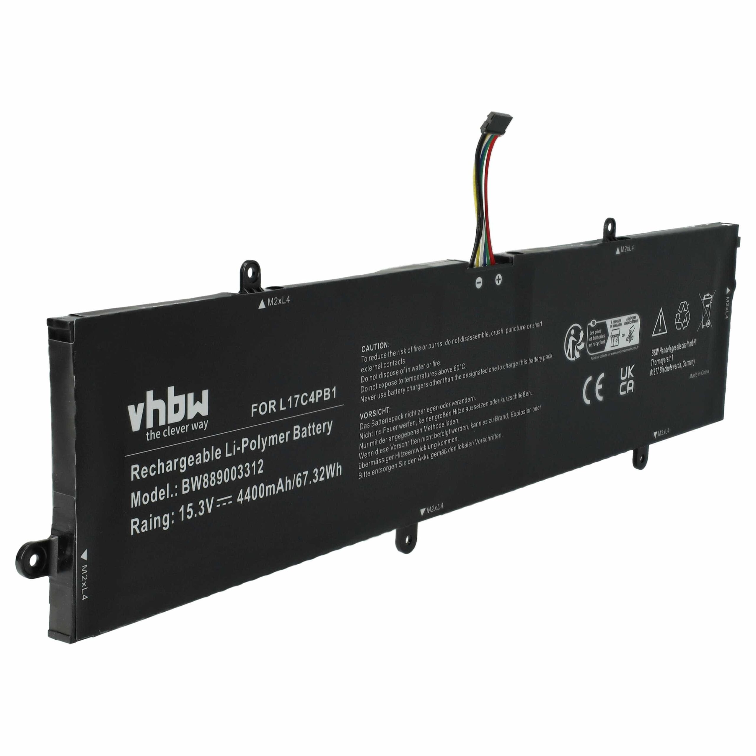 Bateria vhbw para Lenovo IdeaPad 720S-15, V730-15 4400 mAh 15.3 V
