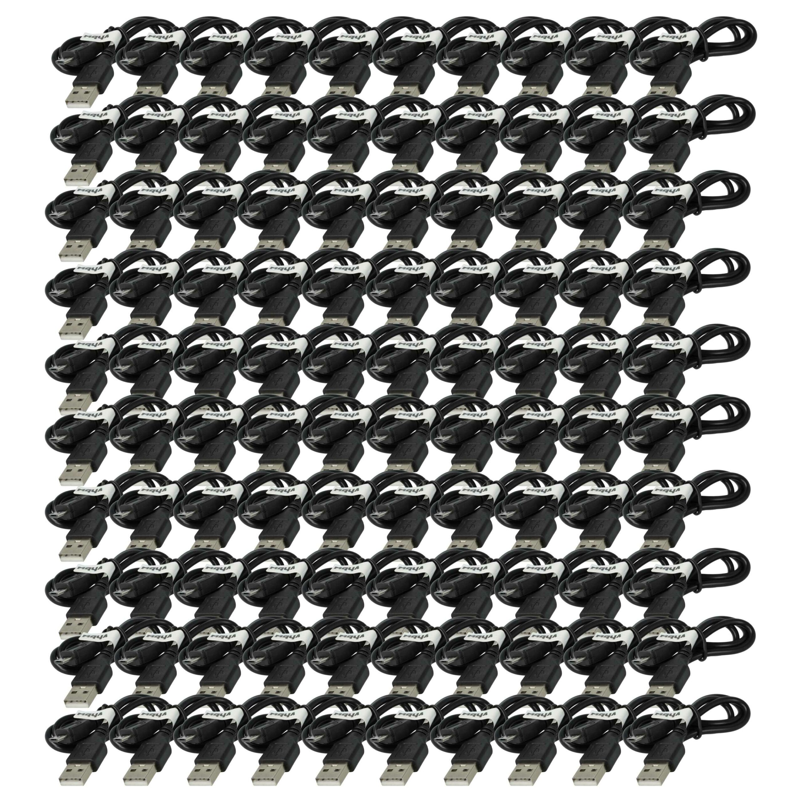 Cabo Micro-USB vhbw Tipo A para Micro USB 0.3m - Preto (Lote de 100)