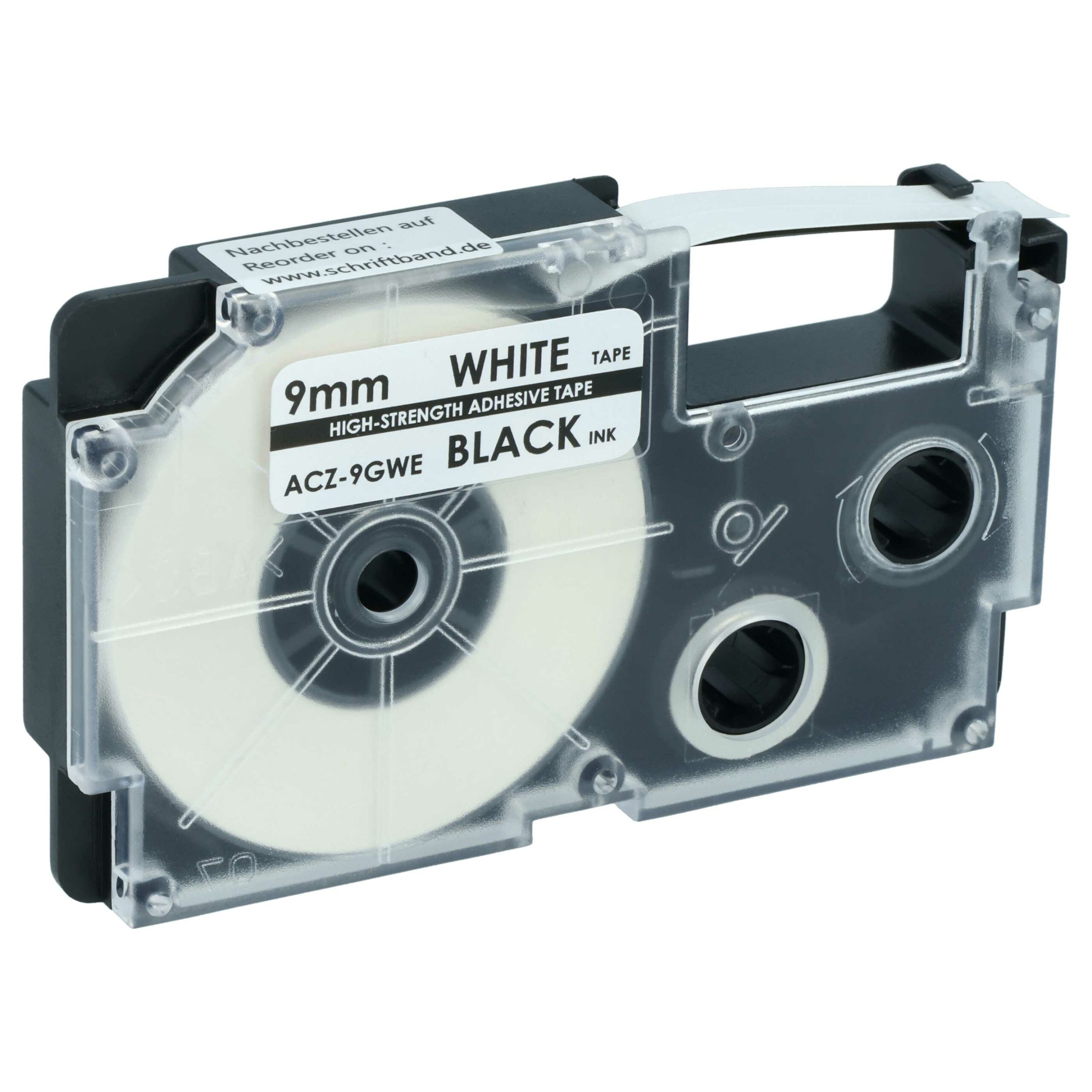 Fita para rotuladora vhbw substitui Casio XR-9GWE - 9 mm Preto sobre Branco