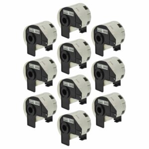 10x Rolos de Etiquetas vhbw para Brother DK-11209 - 62 mm x 29 mm com Suporte