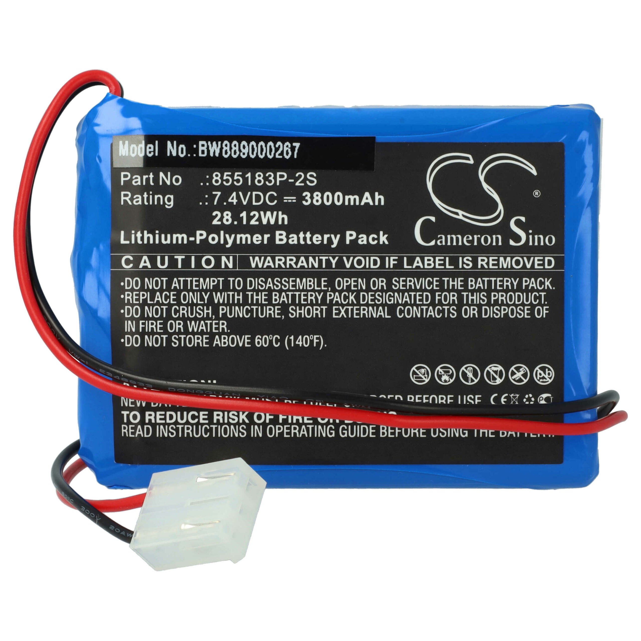 Bateria Equipamento Médico vhbw para CONTEC 855183P-2S - 3800 mAh 7.4 V Li-polymer