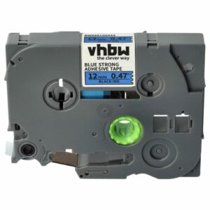 Fita para Etiquetadora vhbw substitui Brother TZE-S531 - 12 mm Preto sobre Azul, Extra Forte