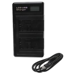Carregador de Bateria Duplo com Cabo USB-C vhbw para Câmara Canon Vixia - 0.6 A