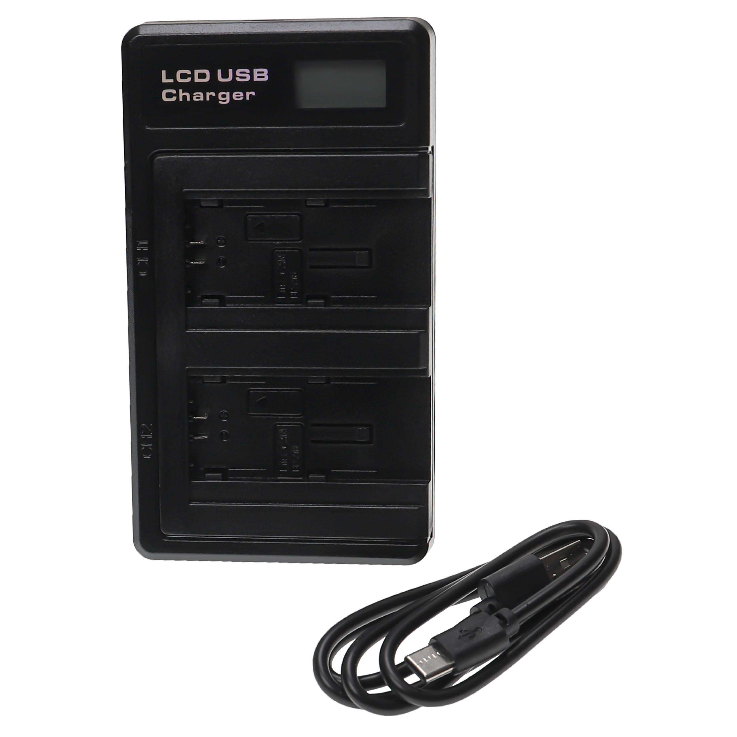 Carregador de Bateria Duplo com Cabo USB-C vhbw para Câmara Canon Vixia - 0.6 A