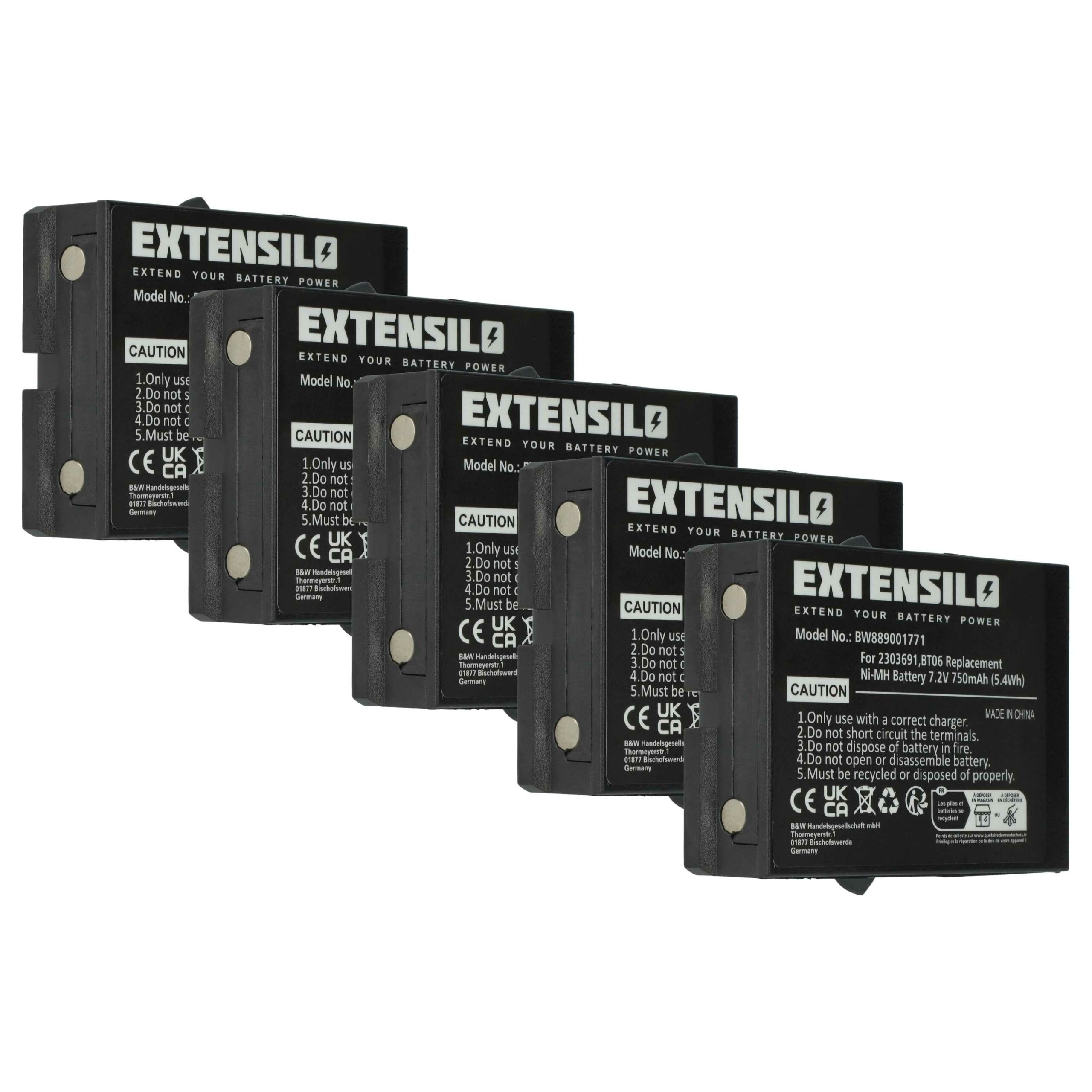 5x Baterias EXTENSILO para Controlo Remoto Danfoss / Ikusi 2303691, BT06 - 750 mAh