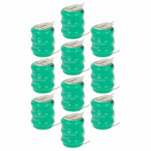 10x Bateria Botão vhbw Tipo V80H 3 Pinos para Modelismo e Lâmpadas Solares - 80 mAh 3,6 V NiMH
