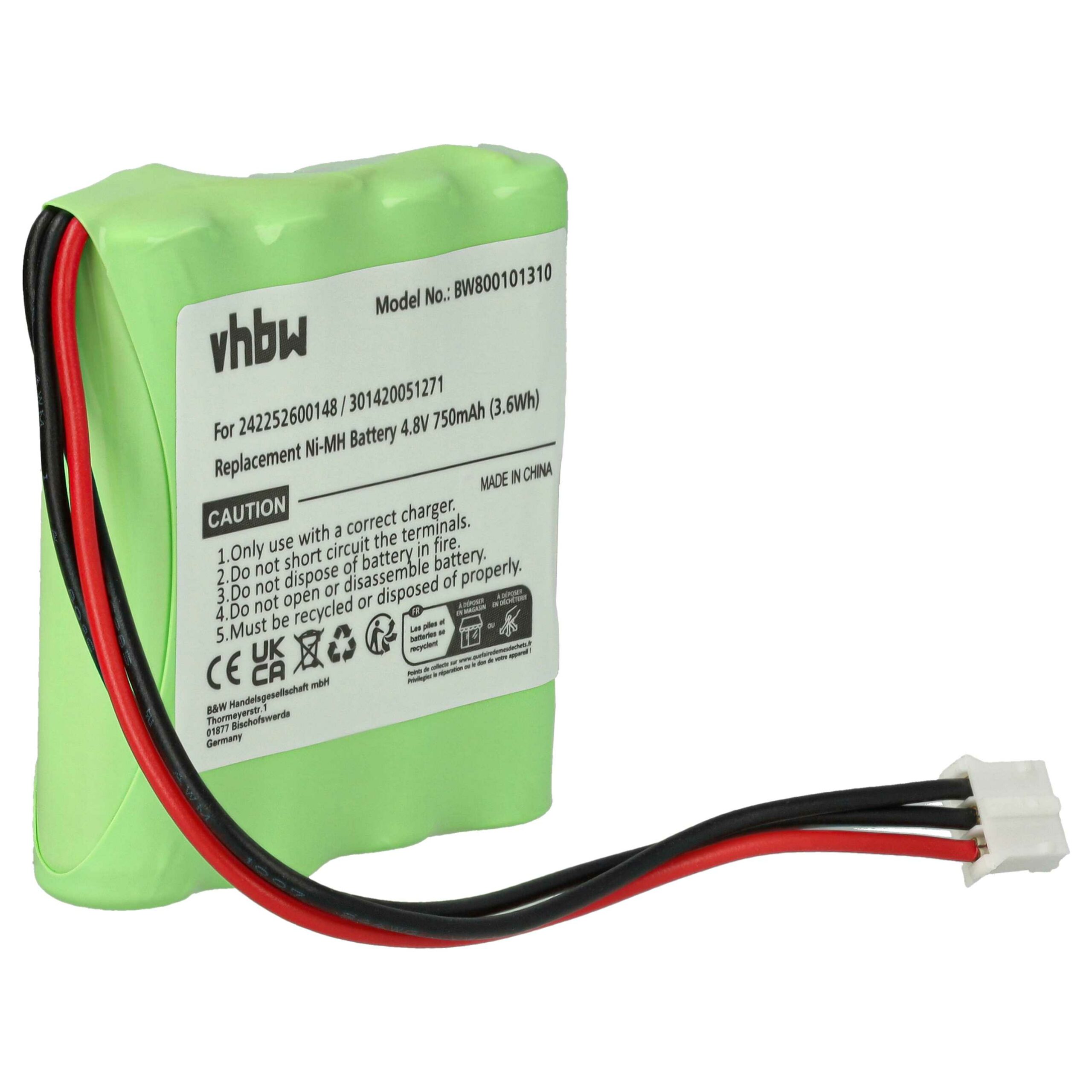 Bateria vhbw para Comando Philips / Marantz 750 mAh 4.8 V NiMH