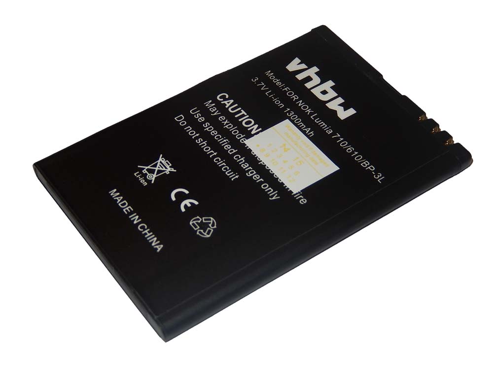 Bateria para Telemóvel vhbw substitui Nokia BP-3L - 1300 mAh 3.7 V Li-Ion