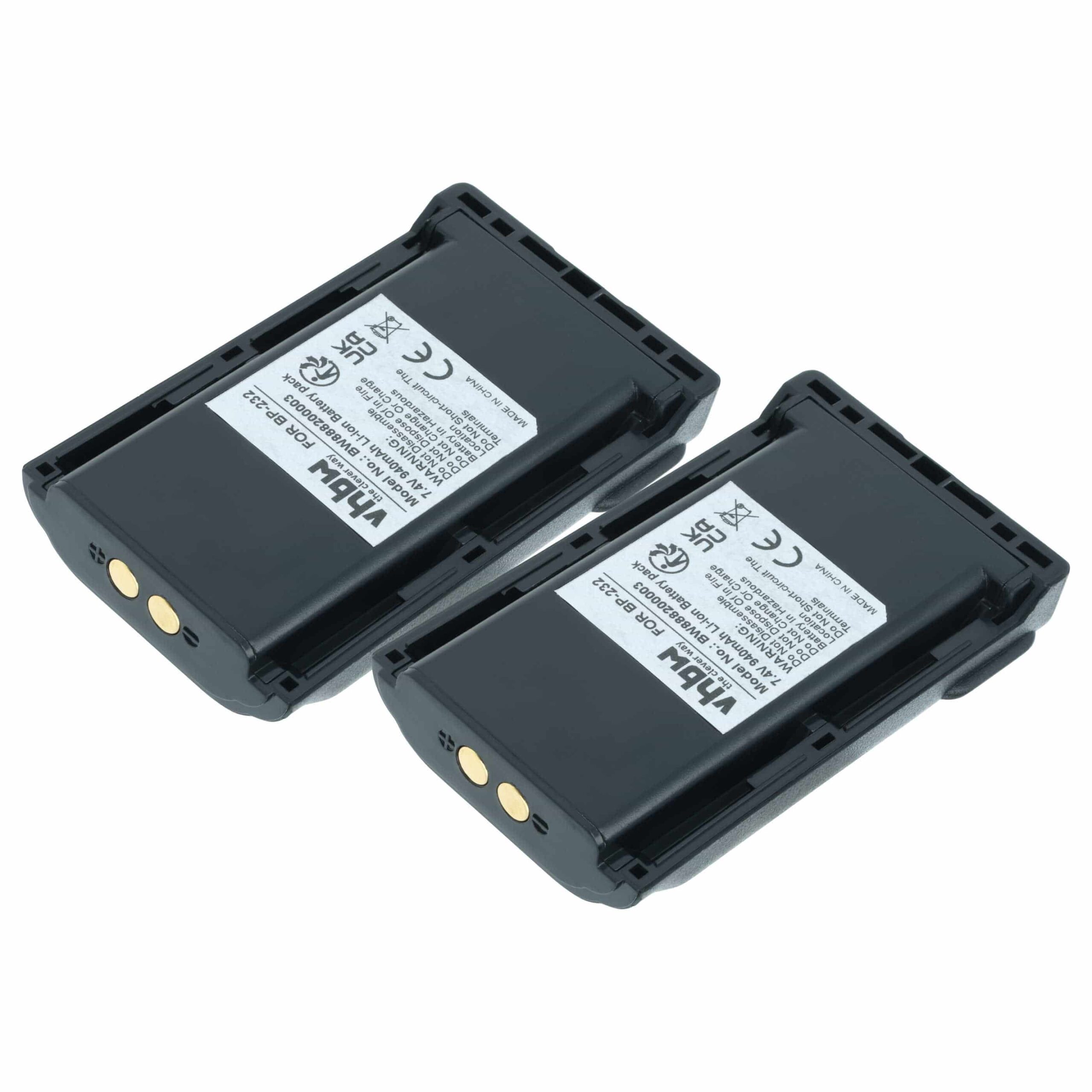 Conjunto de 2 baterias vhbw para rádios Icom IC-F e IC-A, compatíveis com BJ-2000, BP-231N, BP-232 e outros modelos — 940 mAh, 7.4 V