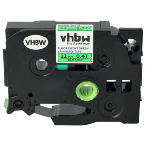 Fita de Etiquetas vhbw Compatível com Brother TZ-D31, TZE-D31 - 12 mm Preto sobre Verde Neon