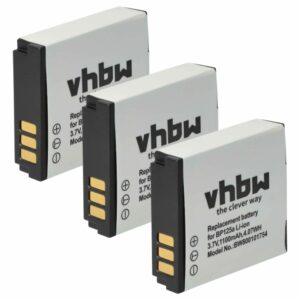 Bateria vhbw para Câmara Samsung IA-BP125A / HMX-M10 / HMX-Q10 1100 mAh 3.6 V (3 unidades)