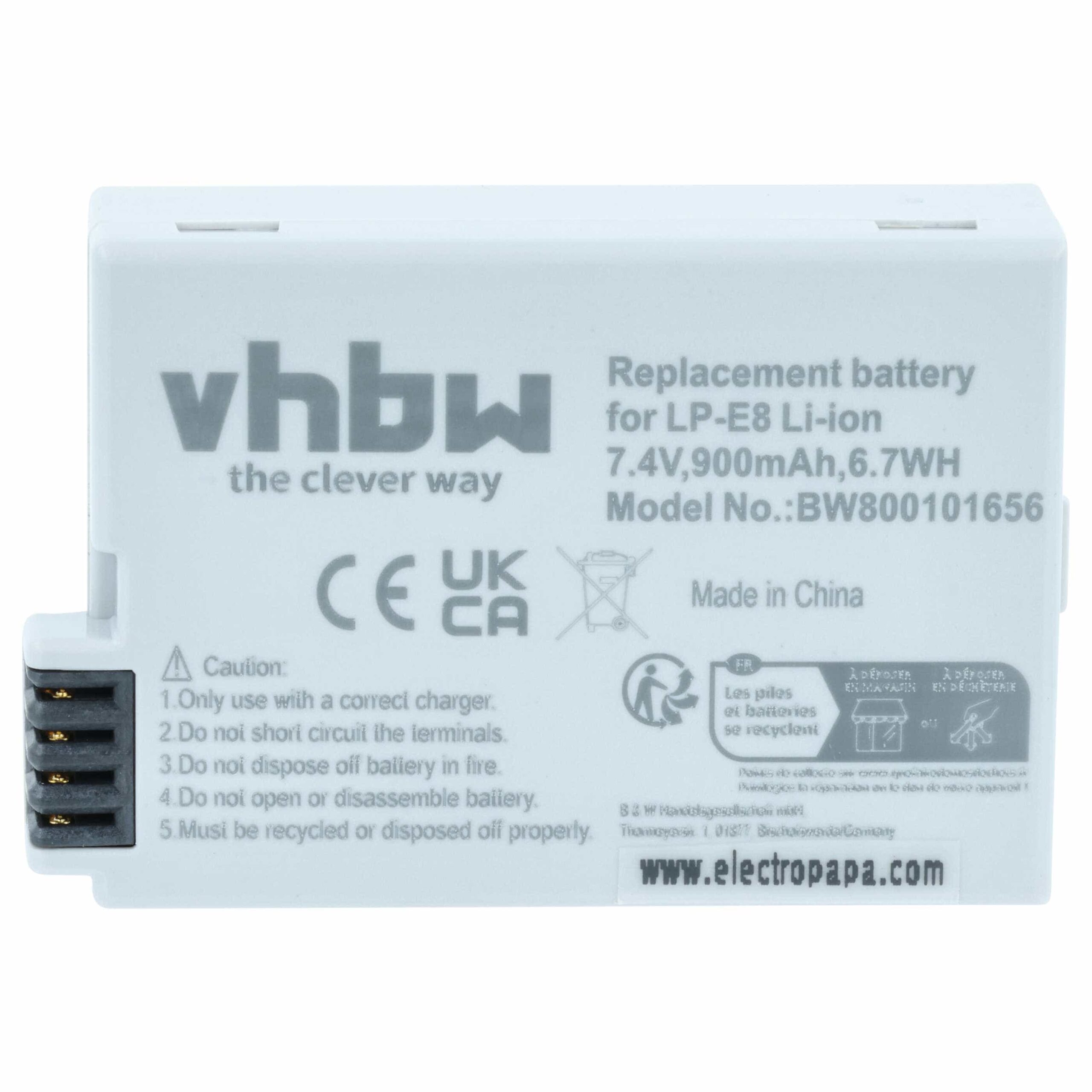 3x Bateria vhbw para Canon LP-E8 - 900mAh, 7.2V - Image 3