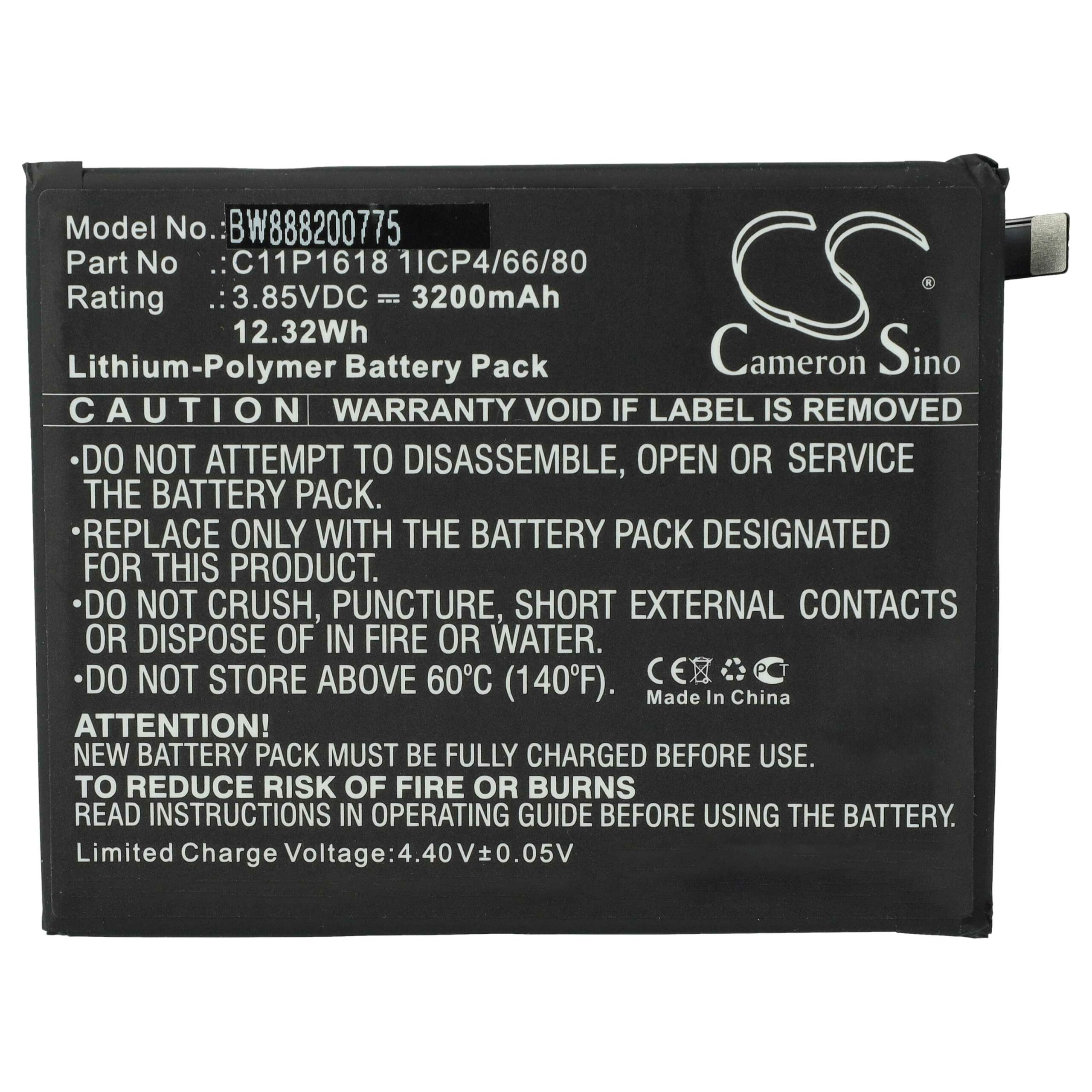 Bateria de Telemóvel vhbw para Asus C11P1618 (3200 mAh, 3.85 V, Li-Polímero) - Image 3