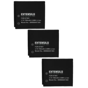 3x Baterias EXTENSILO para Kodak Klic 7001 - 700mAh, 3.7V