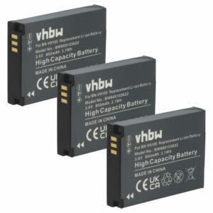 Pack de 3 Baterias vhbw para Câmara JVC (BN-VH105) 850 mAh 3.6 V Li-Ion