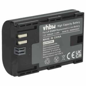 Bateria vhbw substitui Canon LP-E6, LP-E6NH - 1600mAh, 7.2V, Li-Ion