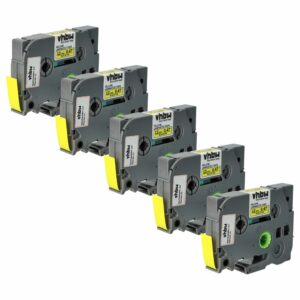 5x Fitas de Etiquetas vhbw compatíveis com Brother TZE-631S - 12 mm Preto sobre Amarelo