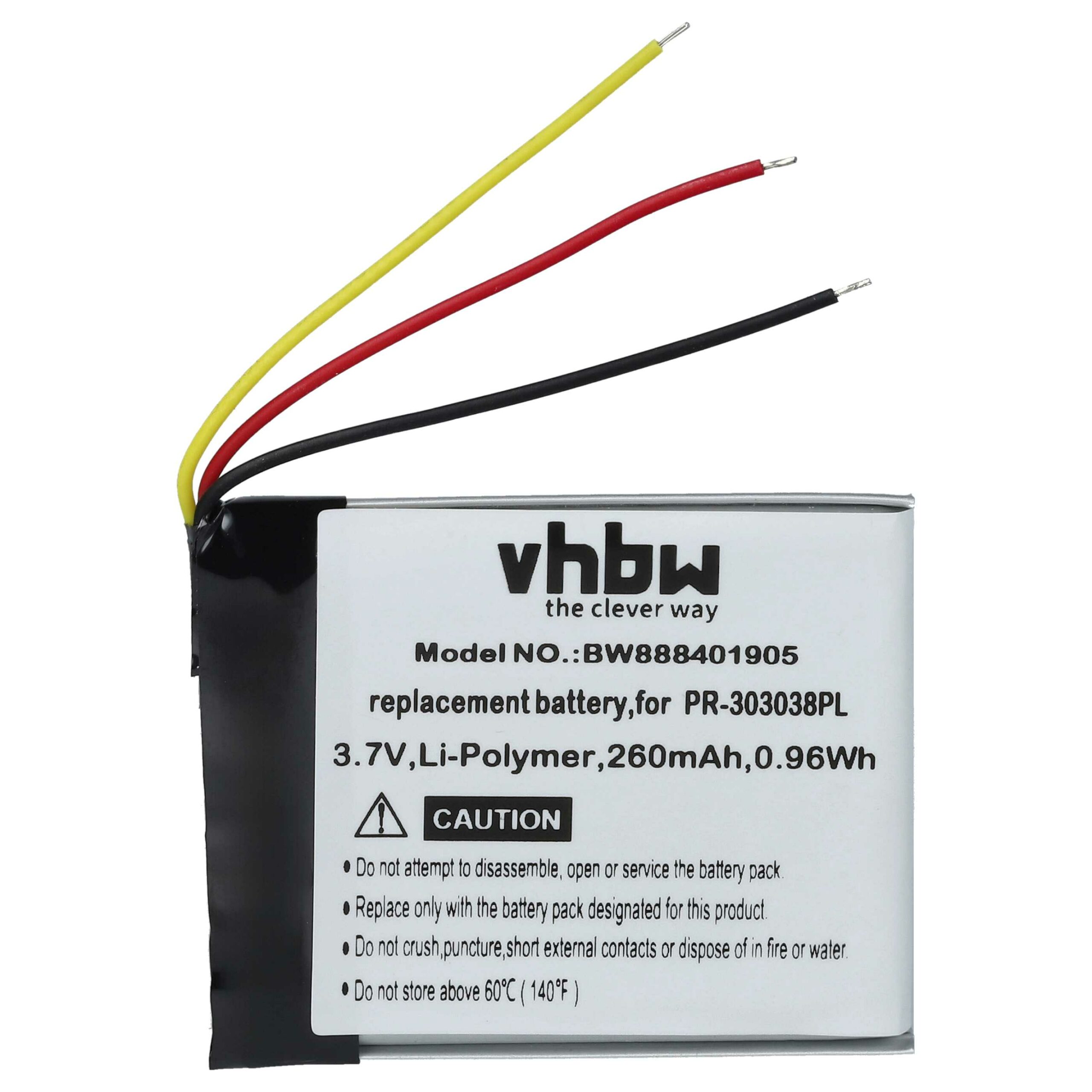 Bateria vhbw para leitor MP3 SanDisk PR-303038PL - 260 mAh 3.7 V Li-polímero - Image 3