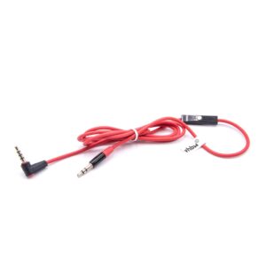 Cabo de Áudio com Microfone vhbw para Beats by Dr. Dre Solo / Studio - 120 cm - Vermelho