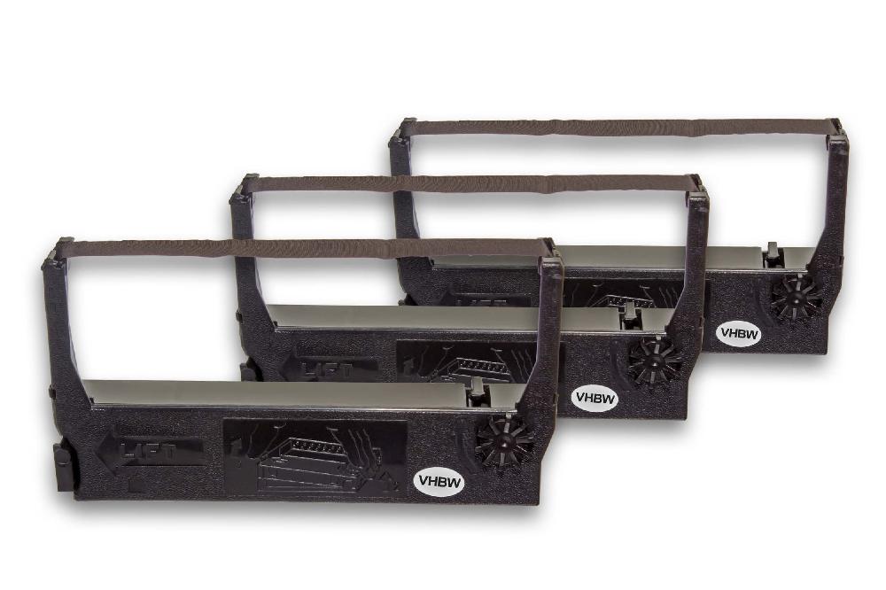 3x Fita de Tinta vhbw para NCR Dot Matrix, Impressora de Recibos - Preto