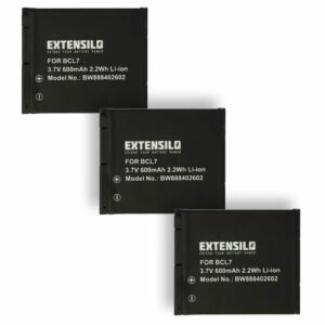 3x Bateria EXTENSILO para Panasonic DMW-BCL7, DMW-BCL7E - 600mAh, 3.7V, Li-Ion