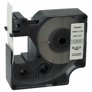 Fita de Etiquetas vhbw para Dymo 45800 / D1 (19 mm, Preto sobre Transparente)