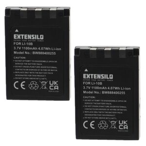 2x Baterias EXTENSILO para Olympus Li-10B, Li-12B - 1100mAh, 3.7V