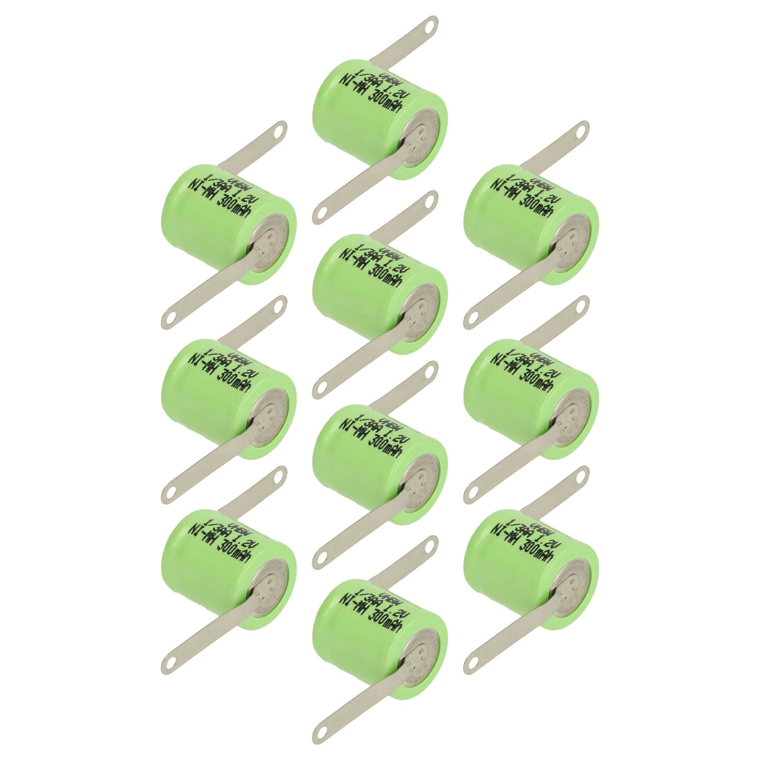 10x Bateria Tipo Botão 1/3AA para Modelismo e Lâmpadas Solares - 300 mAh 1.2 V NiMH vhbw