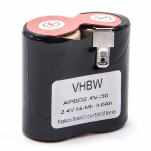 Bateria vhbw substitui Black & Decker 520102 3000mAh, 2.4V, NiMH