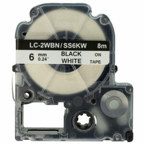 Fita de Etiquetas vhbw Substitui Epson LC-2WBN - 6 mm Preto sobre Branco