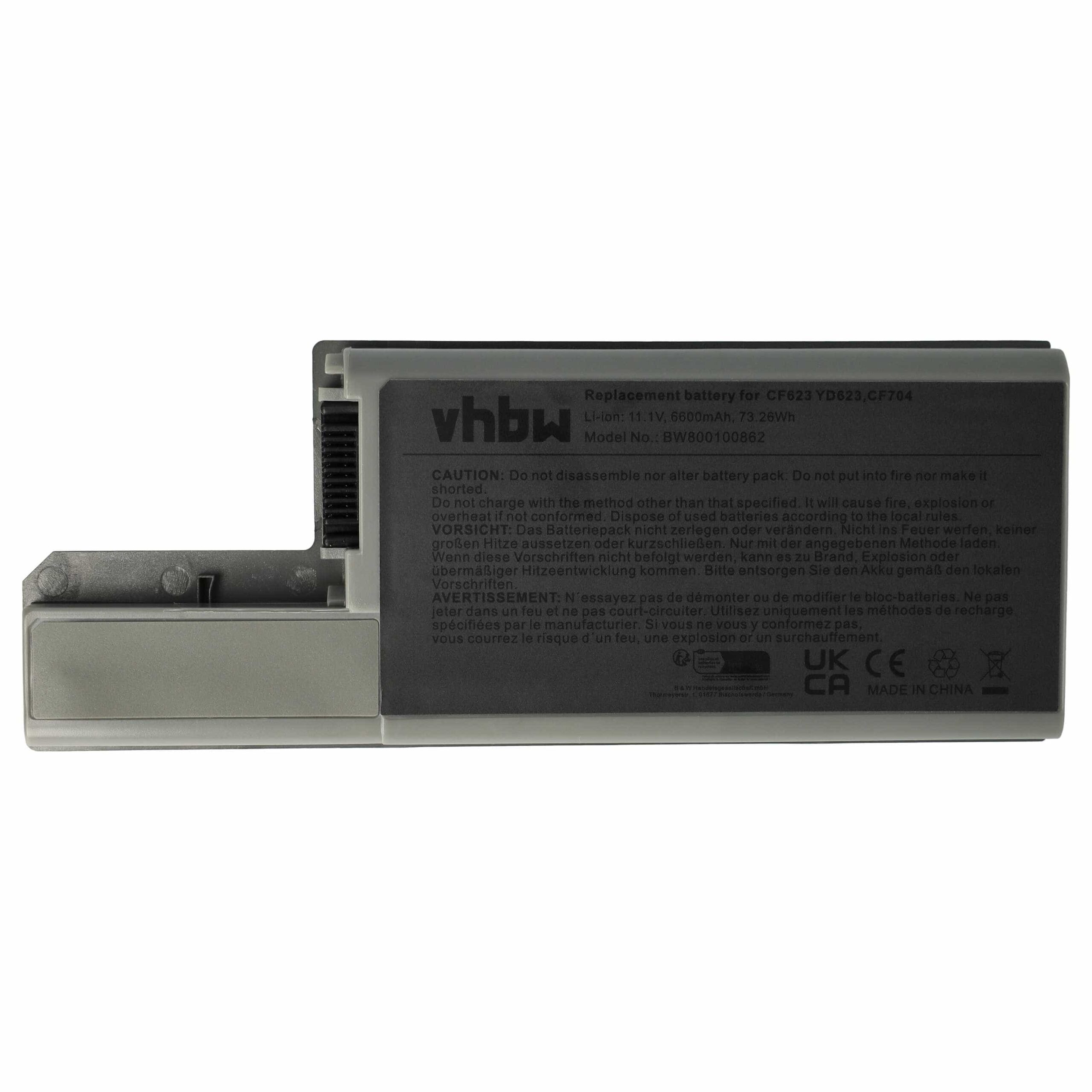 Bateria para Portátil vhbw compatível com Dell 312-0393, 312-0394 - 6600 mAh 11.1 V - Image 3