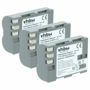 3x Bateria vhbw para Fuji NP-150 - 1300mAh, 7.2V (Fujifilm FinePix S5 Pro)