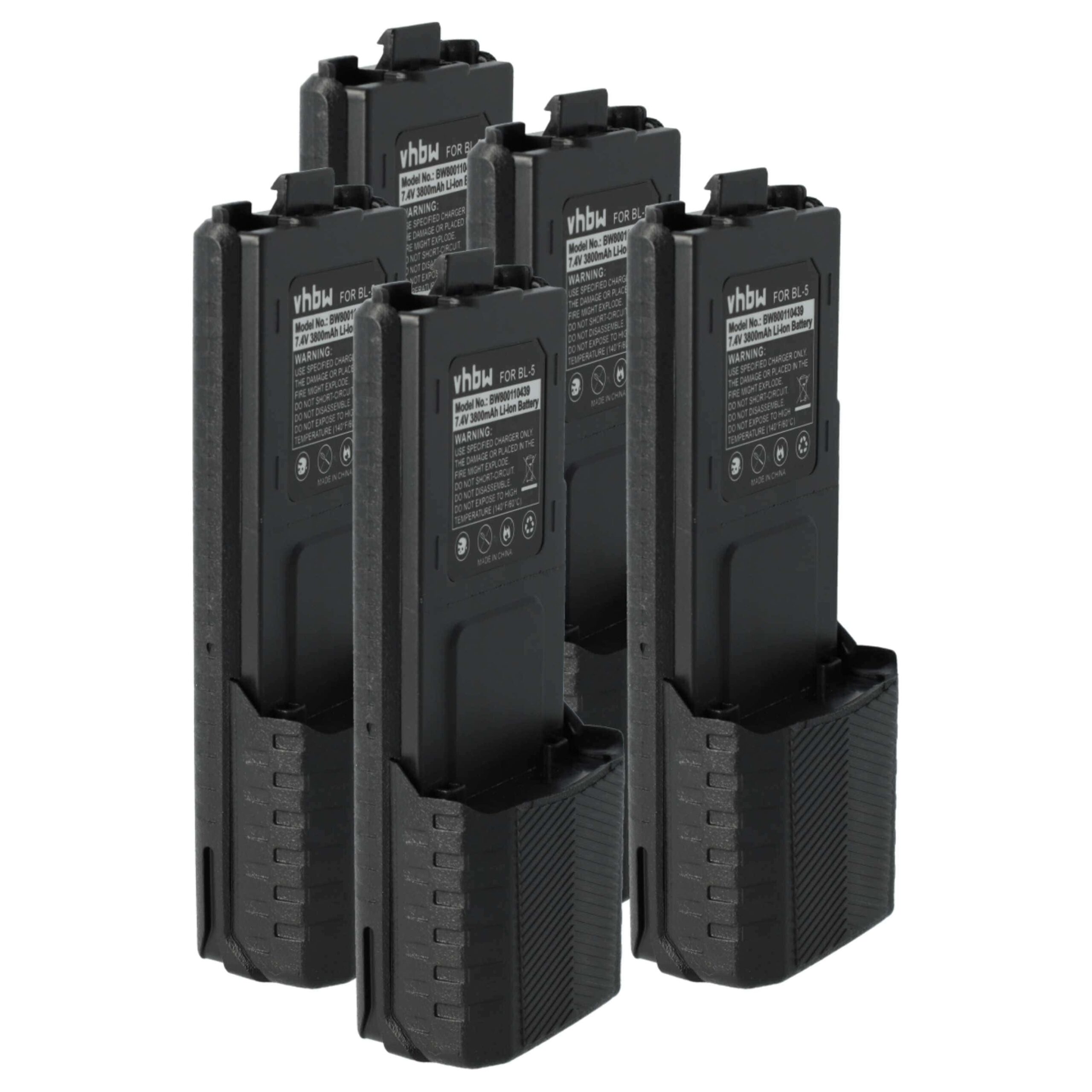 vhbw Pack de 5 baterias Li-Ion 3800 mAh para Baofeng UV-5R, BF-F8 e TYT TH-F8 — substitui BL-5