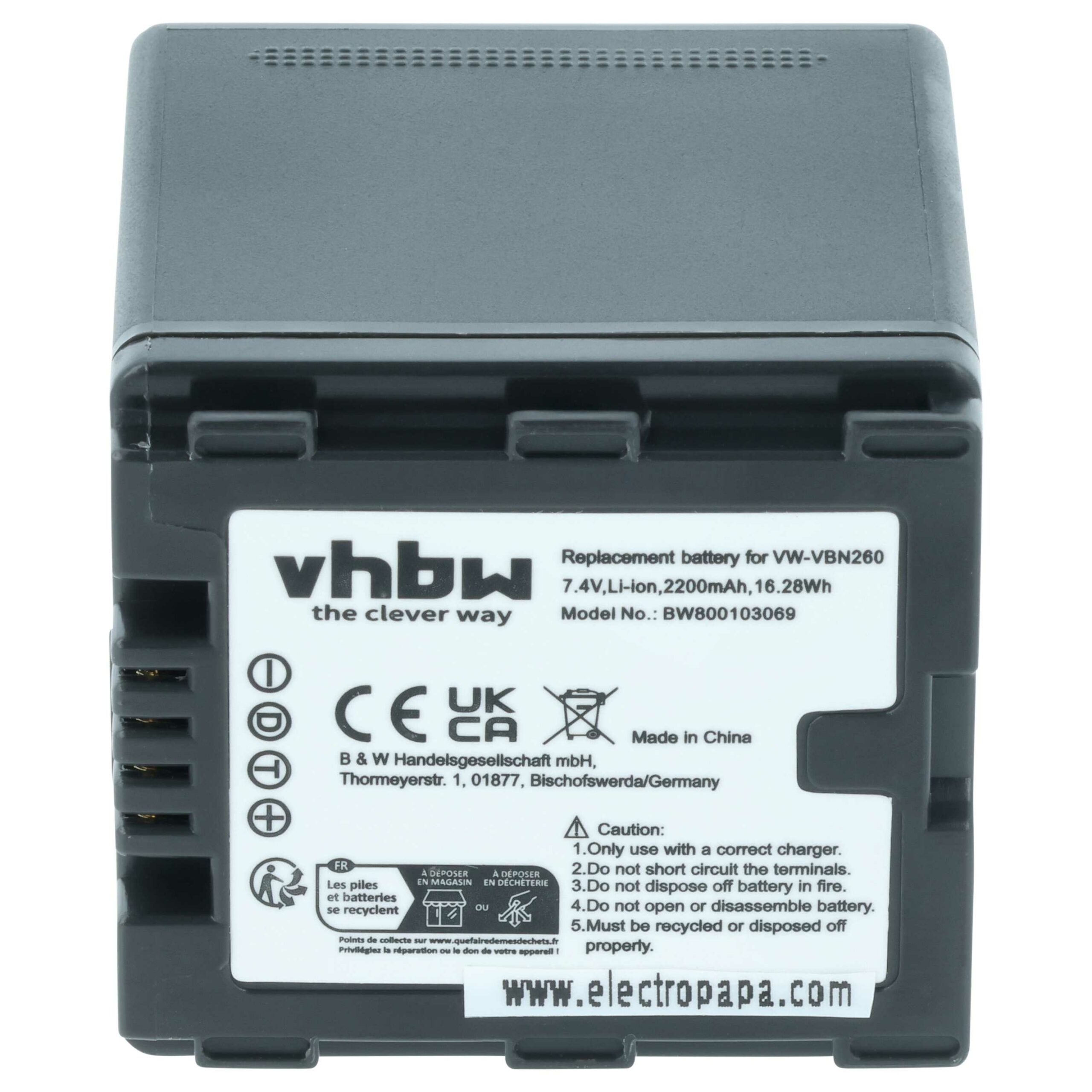 3x Baterias vhbw para Câmara Panasonic VW-VBN130 (2200 mAh, 7.2 V) - Image 3