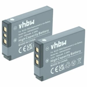 2x Bateria vhbw para Kodak Klic-7003 700mAh 3.6V Li-Ion
