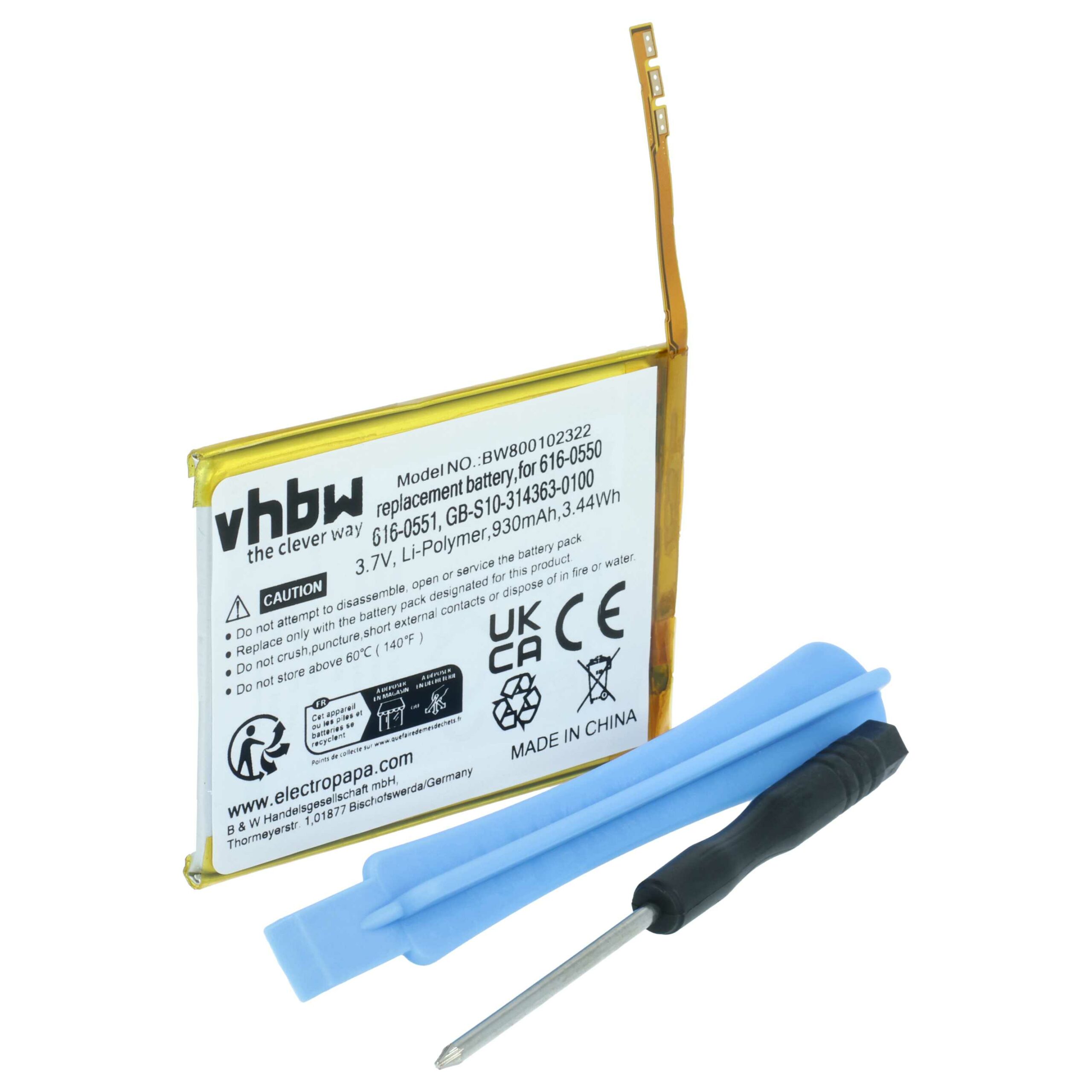 Bateria vhbw para leitor MP3 Apple iPod Touch 4G / 4ª Geração - 930 mAh 3.7 V Li-polímero