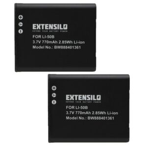 2x Bateria EXTENSILO compatível com Casio NP-150, NP-10 - 770mAh, 3.7V
