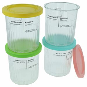 vhbw Conjunto de 4 recipientes de 680 ml para máquinas de gelados Ninja CREAMI NC500 e NC501, sem BPA