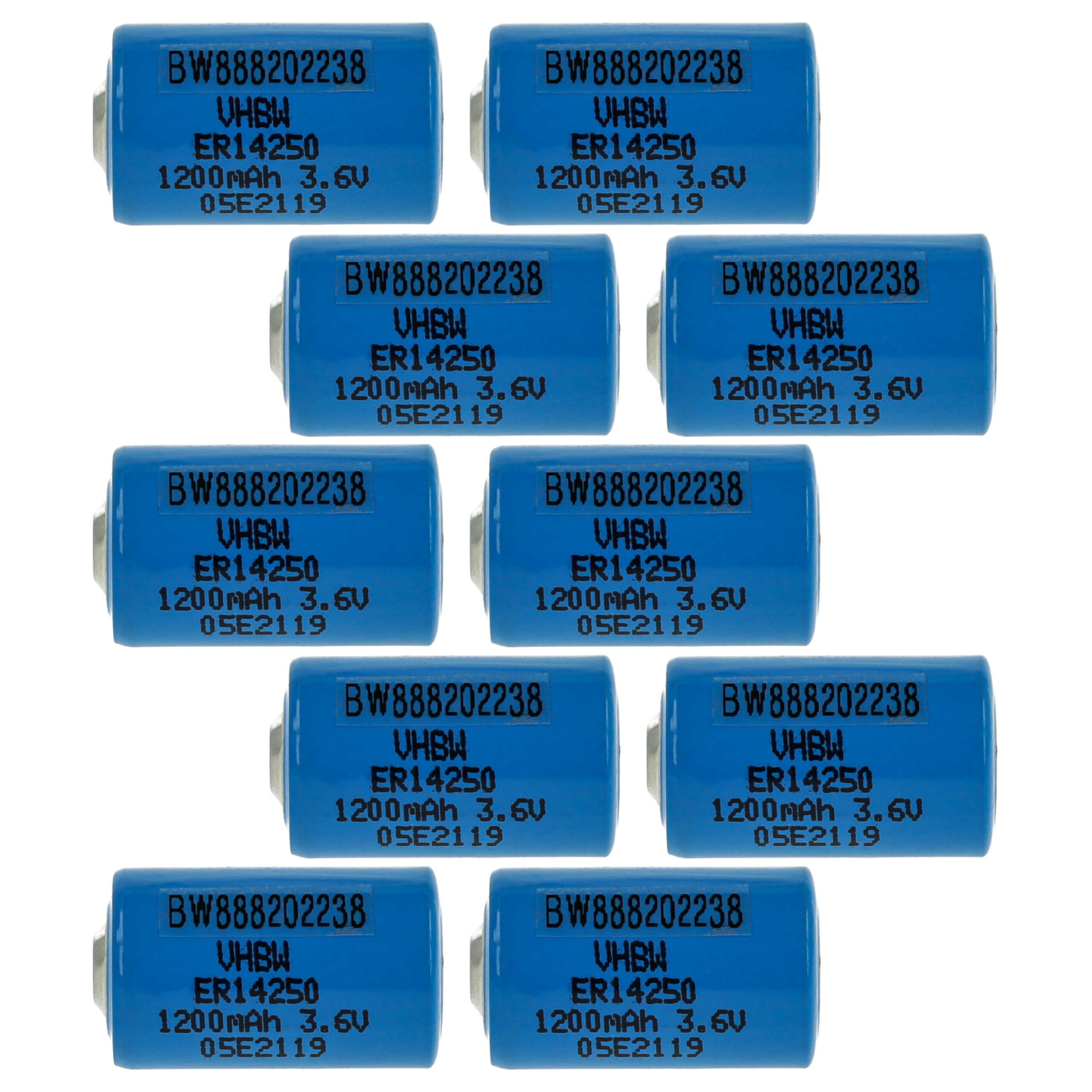 Baterias vhbw ER14250 1/2AA Li-SOCl2 3.6V 1200mAh - 10 unidades