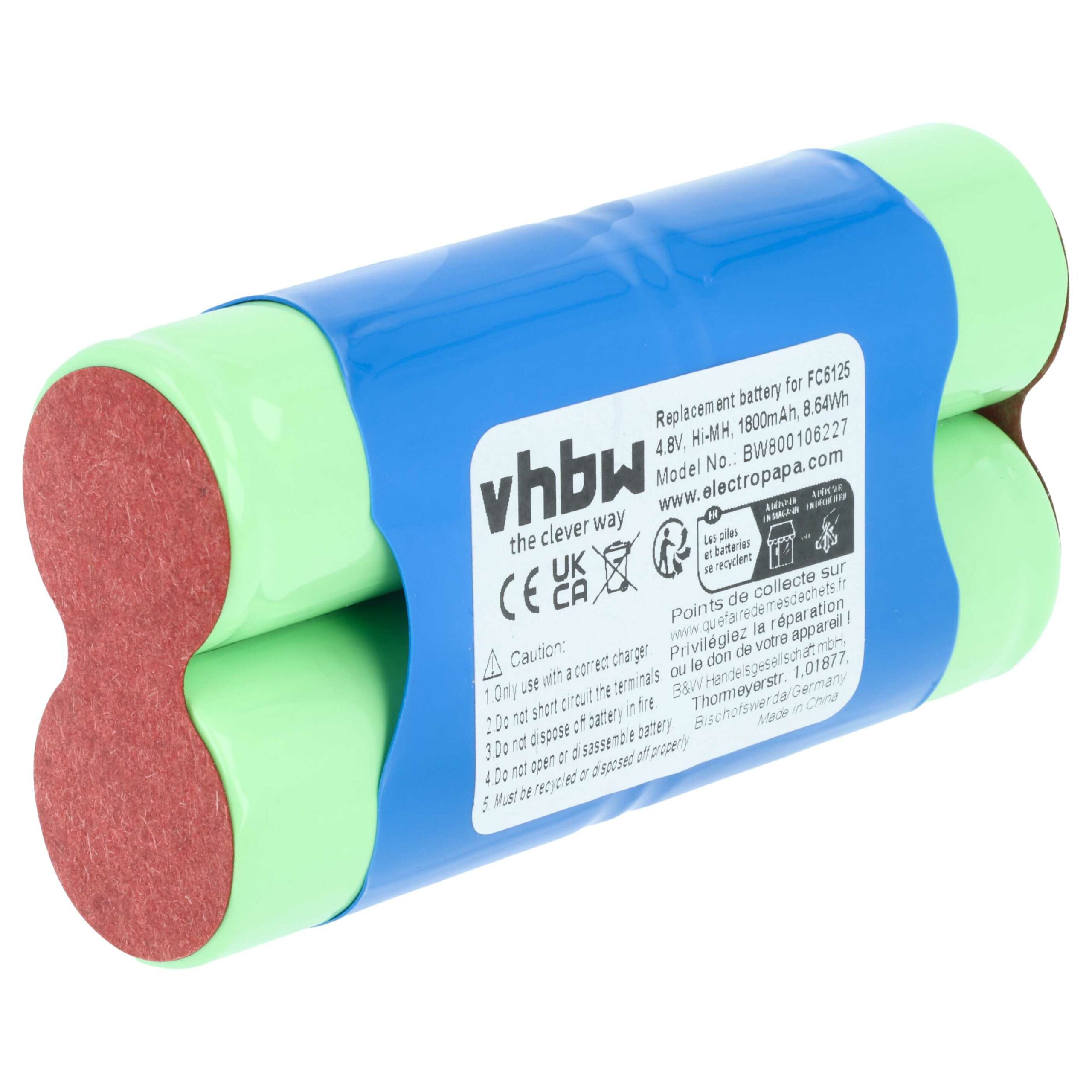 Bateria vhbw para Philips FC6125 1800mAh, 4.8V NiMH