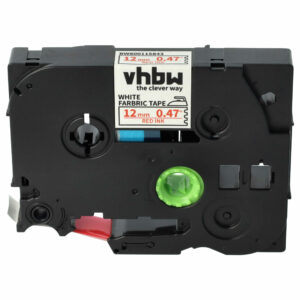 Fita para Etiquetadoras vhbw TZE-FA3R - 12 mm Vermelho sobre Branco, Termocolante