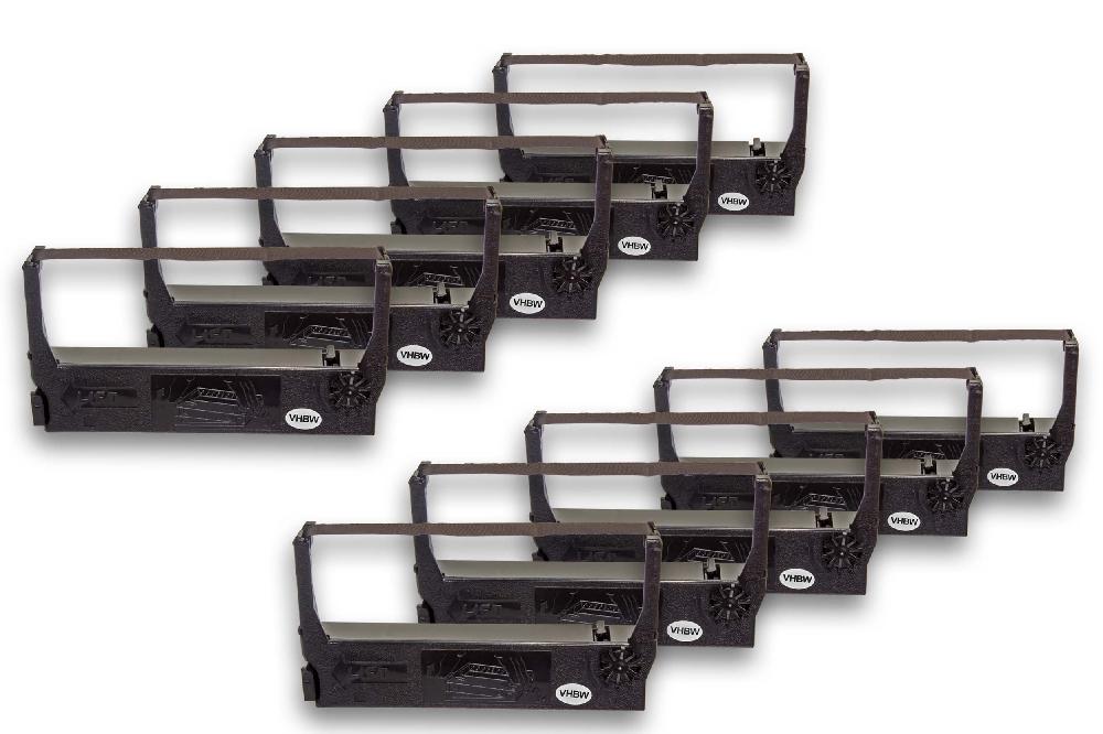 10x Fita de Tinta vhbw para NCR Dot Matrix, Impressora de Recibos - Preto