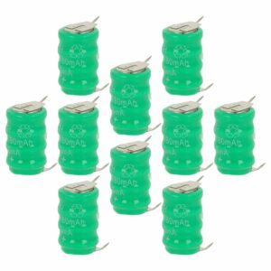 10x Bateria Botão vhbw V80H 3 Pinos para Modelismo e Lâmpadas Solares - 80 mAh 4.8 V NiMH