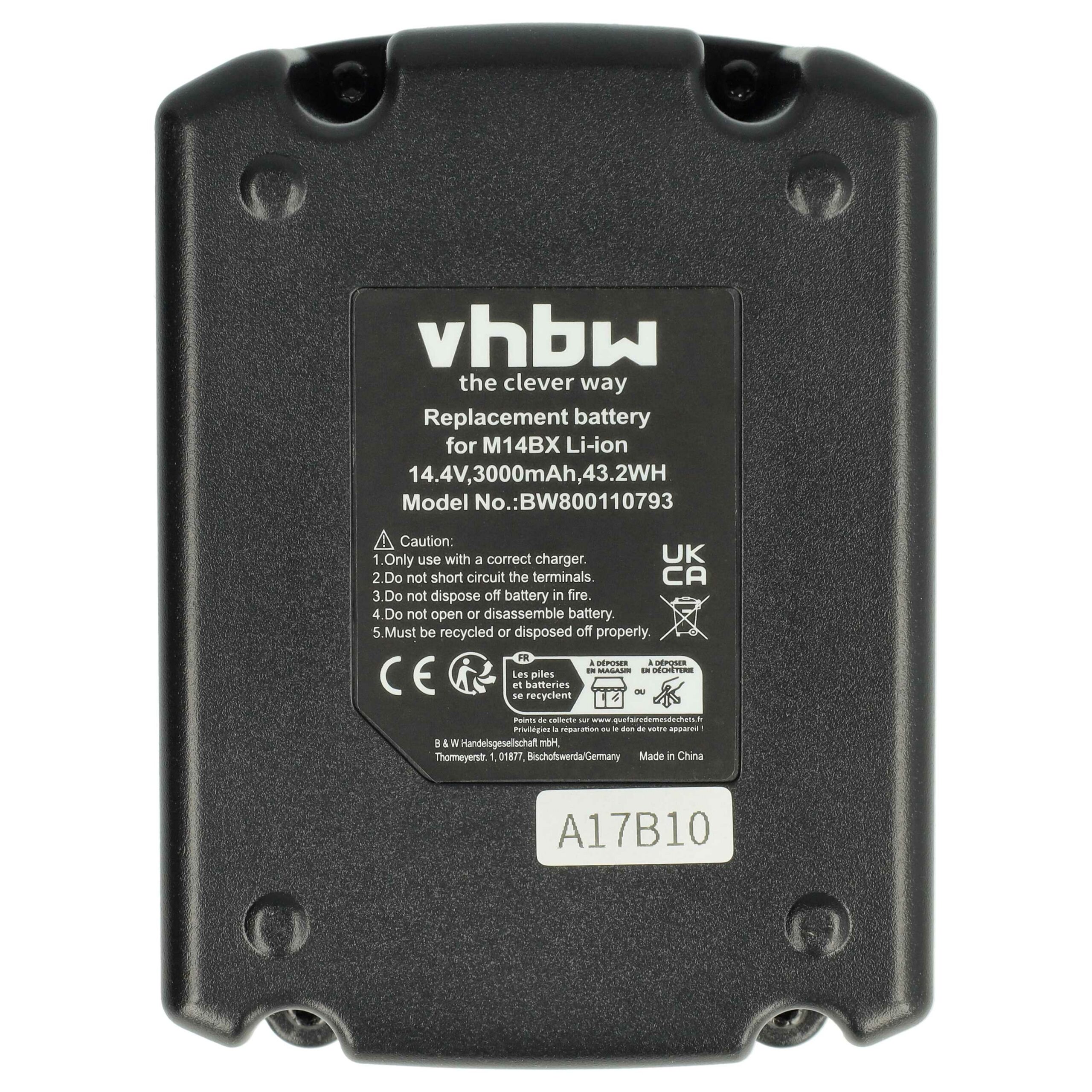 Bateria vhbw para Berbequim / Aparafusadora BTI e Milwaukee (3000 mAh, 14.4 V, Li-Ion) - Image 3