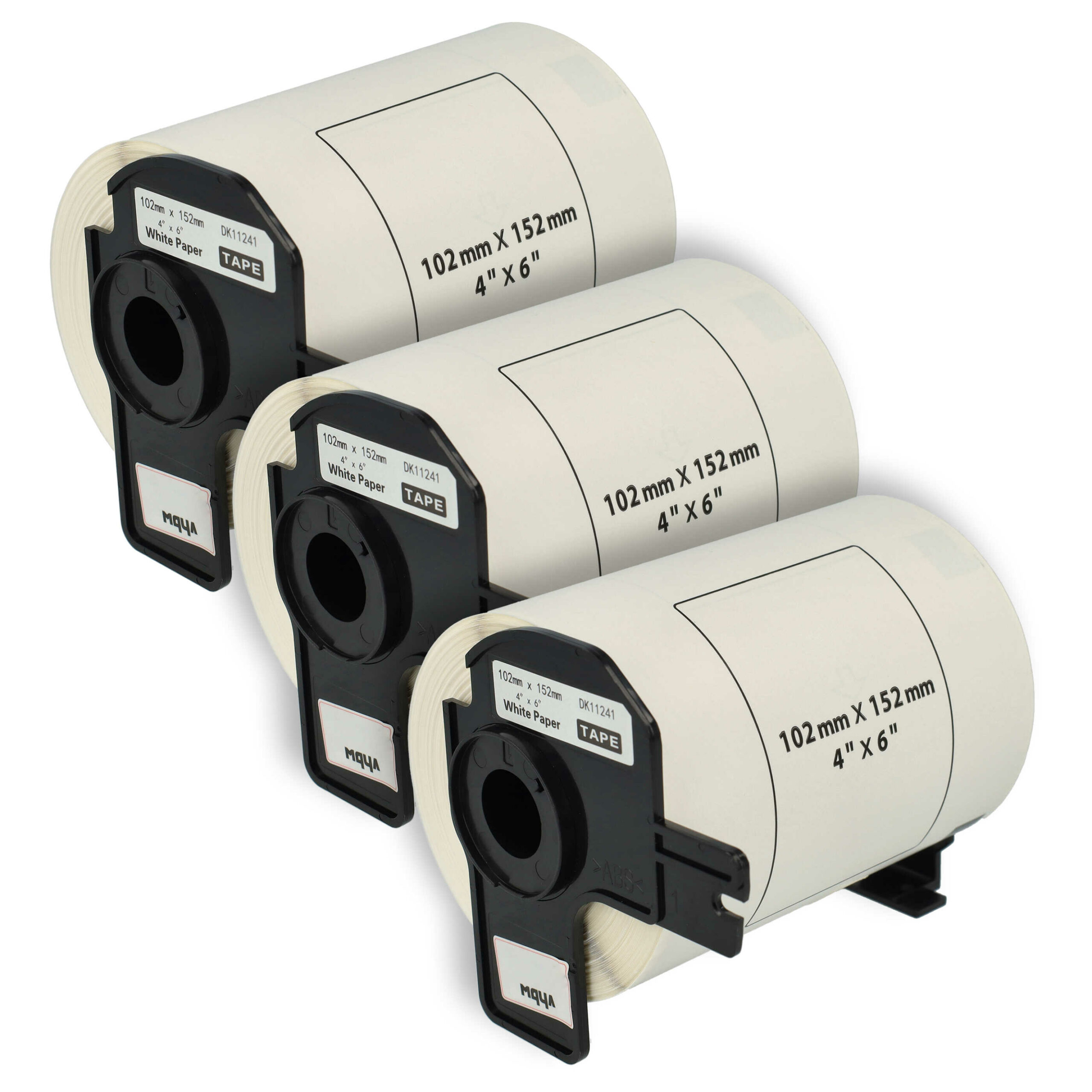 3x Rolo de Etiquetas vhbw para Brother DK-11241 com Suporte - 102 mm x 152 mm
