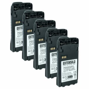 Conjunto de 5 Baterias EXTENSILO Li-Ion 2350 mAh 7.4 V para Rádios Motorola + Clip de Cinto
