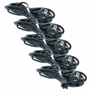 5x Cabo de Alimentação C5 Ficha Euro vhbw para Vorwerk VR300 e Monitores - 5 m