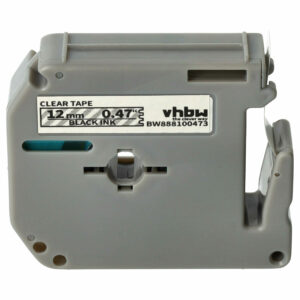 Fita para Etiqueta vhbw compatível com Brother M-K131s / MK131 - 12 mm Preto sobre Transparente